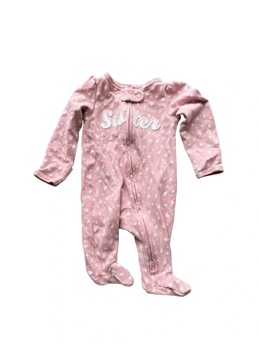 Carter's Pink 'Sister' Footed One-Piece Pajamas